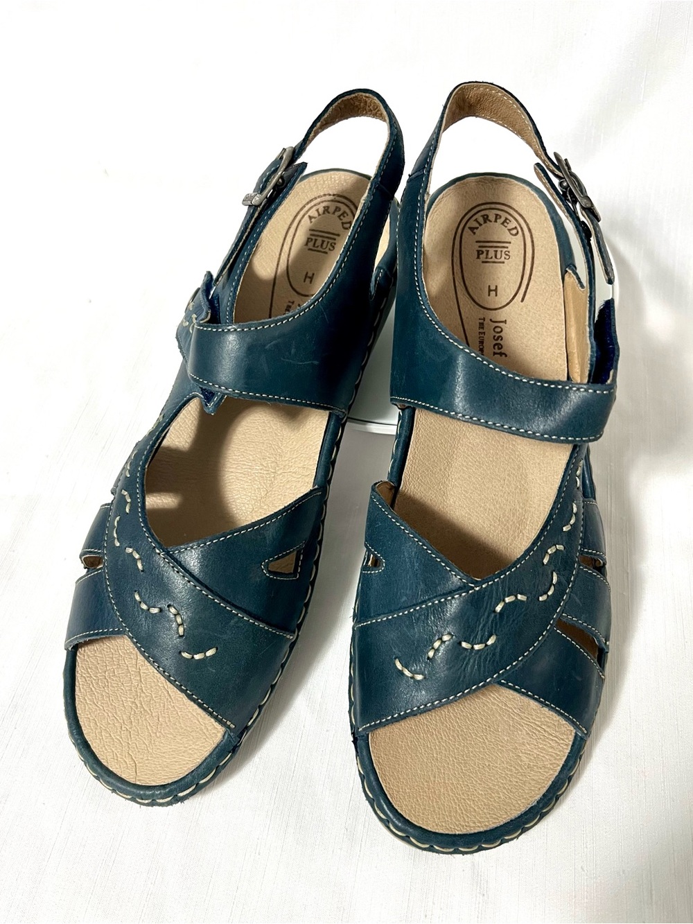 Josef Seibel Teal Leather Slingback Sandals